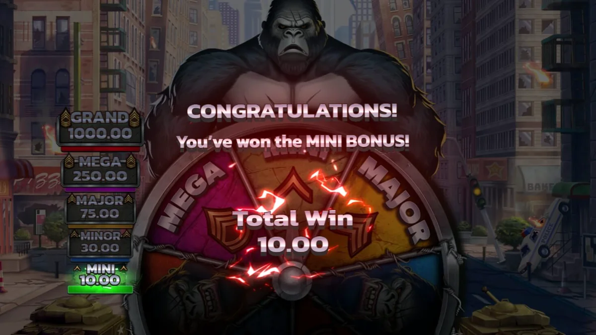 Gorila colossal em um cenário de selva no slot Primal Rampage